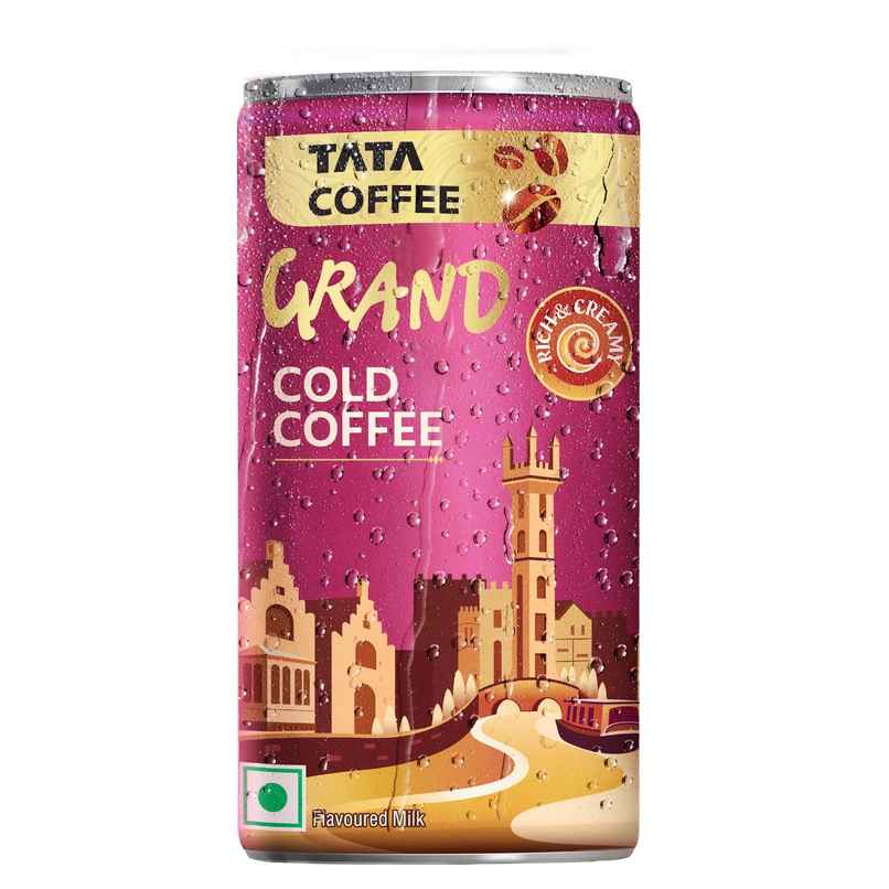 Tata Cold Coffee Belgian Chocolate Iced Coffee, Rich & Creamy, Flavoured Milk, Can