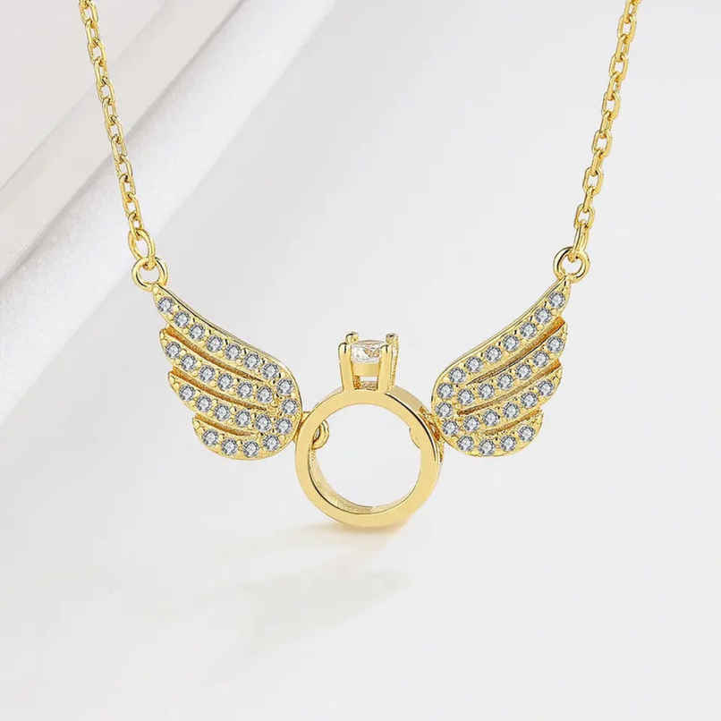 SALTY Angel Wings Necklace Pendant for Women and Girls| Anti-Tarnish | Gold