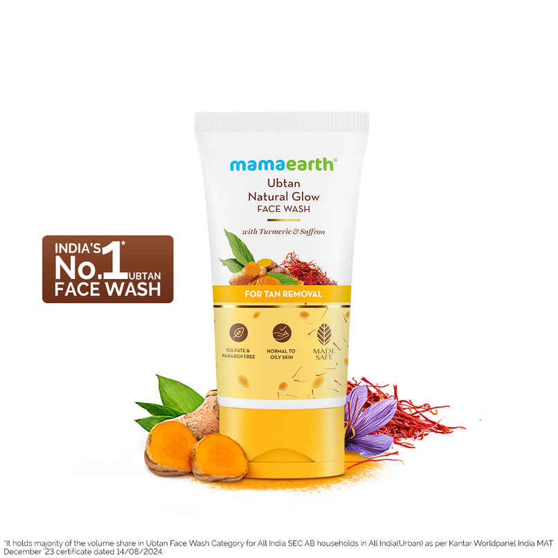 Mamaearth Ubtan Face Wash With Turmeric & Saffron For Tan Removal | Skin Brightening