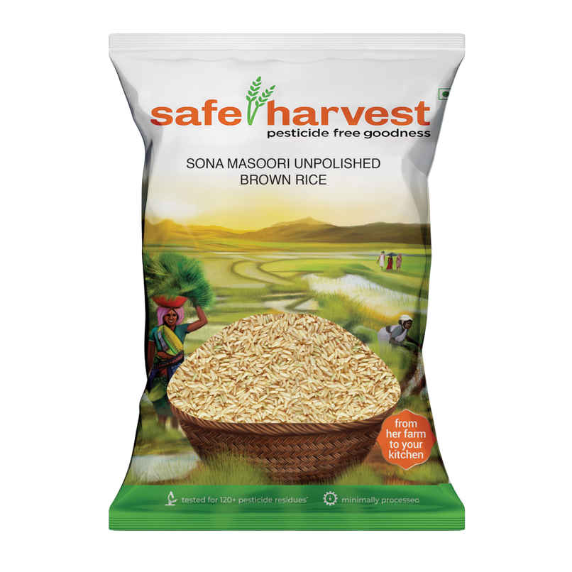 Safe Harvest Pesticide Free Sonamasuri Unpolished Brown Rice | Arsenic Free Safe Harvest Pesticide Free Sonamasuri Unpolished Brown Rice | Arsenic Free