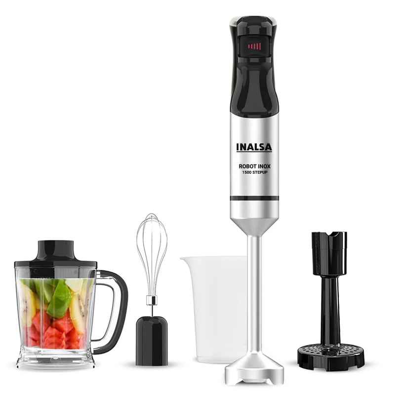 INALSA Hand Blender 1500 W Robot INOX 1500 StepUp,Silent DC Copper Motor Detachable,Stainless Steel