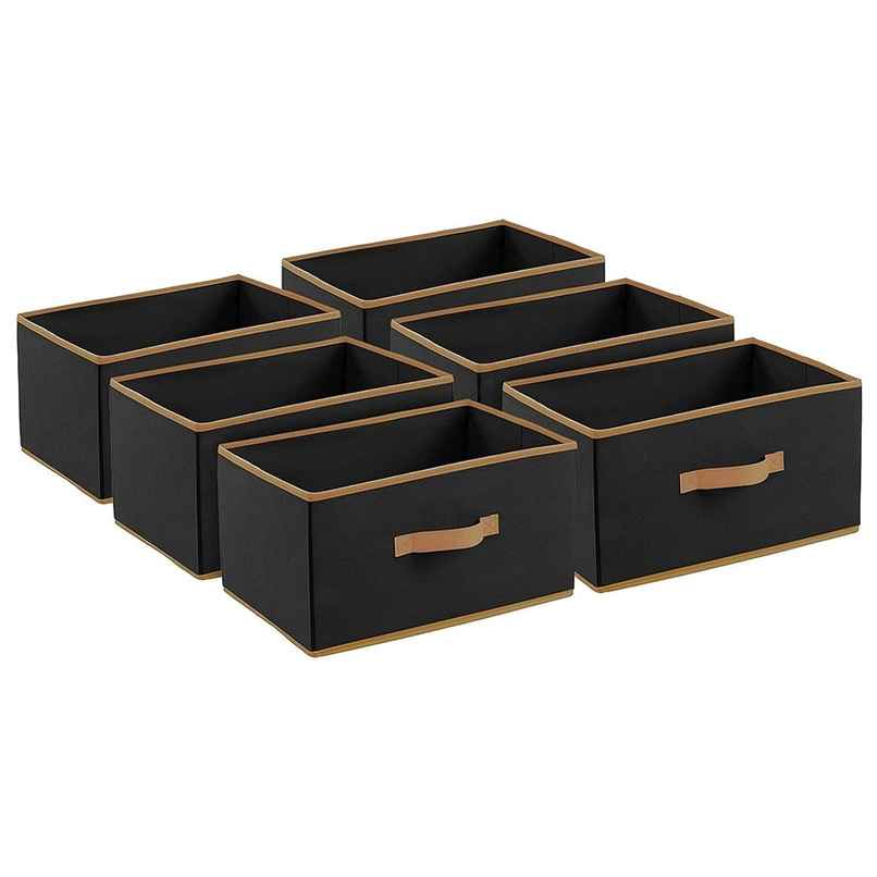 Kuber Industries Foldable Storage Boxes (Pack of 6) for Clothes | Toys | Books | Socks (Black) Kuber Industries Foldable Storage Boxes (Pack of 6) for Clothes | Toys | Books | Socks (Black)