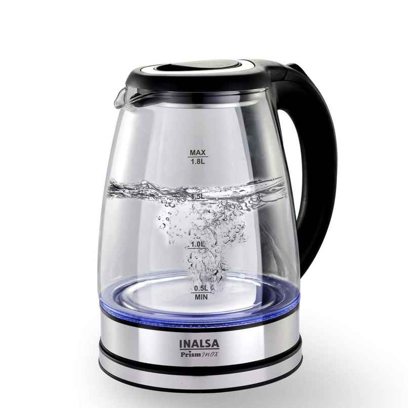 INALSA Electric Kettle for Hot Water,Prism Inox 1.8 L Capacity,LED Illumination & Boro-Silicate Body