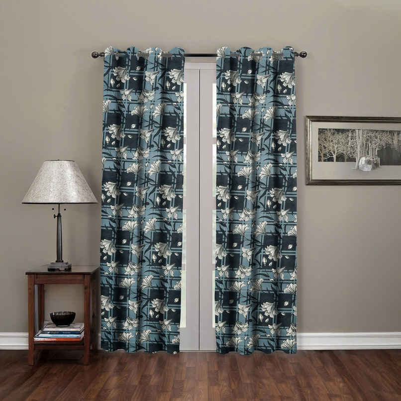 BAY6 Microfiber Cotton Door Curtains | Set of 2 | 8x4 ft | Black
