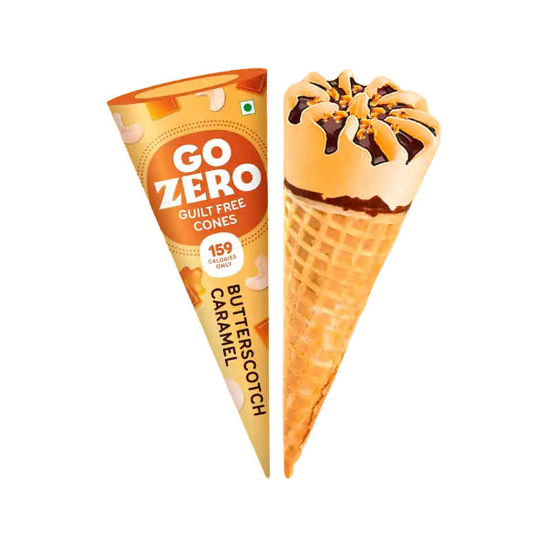 Go Zero Butterscotch Caramel Low Calorie Guilt Free Ice Cream Cone