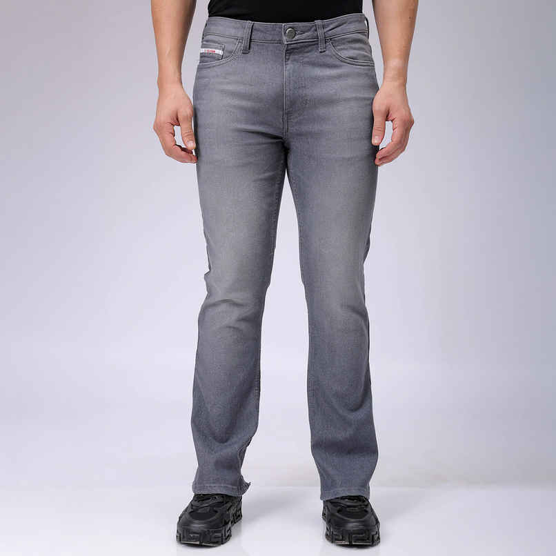 The Indian Garage Co Men's Slim Fit Solid Casual Regular Jeans | Grey | 32