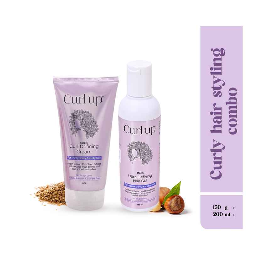 Curl Up Curl Styling Combo With Curl Defining Cream & Ultra Defining Gel | For Wavy & Curly Hair