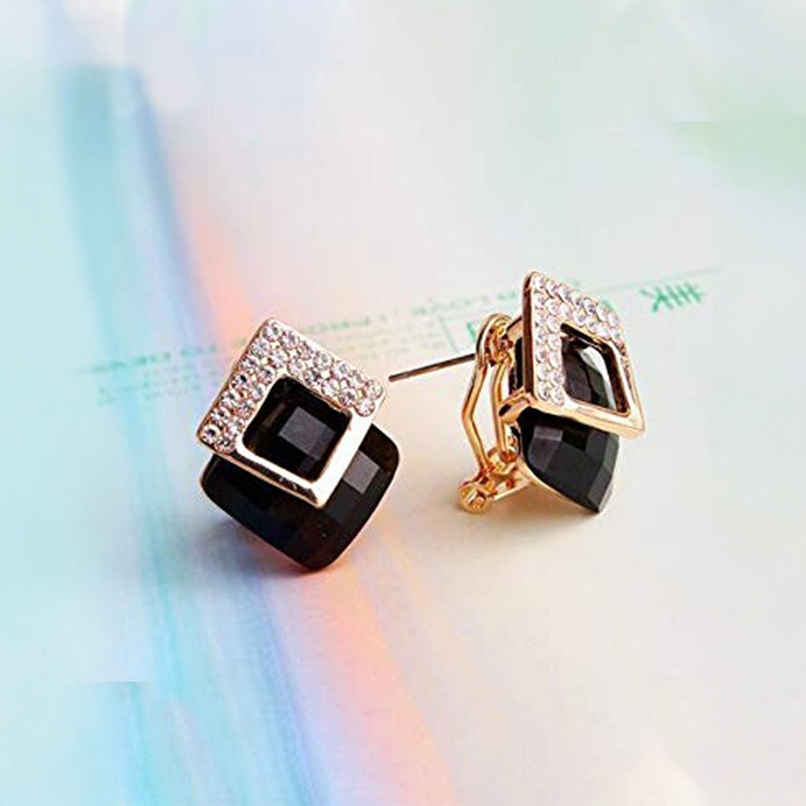 Youbella Fashion Jewellery Crystal Stud Earrings For Girls And Women (Black)(Ybear - 32073)