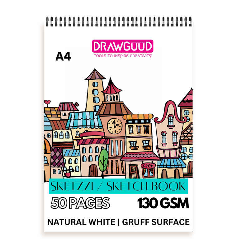 DRAWGUUD SKEZZI Sketchbook A4 | 140GSM | Durable Acid Free Drawing Paper - 50 Sheets DRAWGUUD SKEZZI Sketchbook A4 | 140GSM | Durable Acid Free Drawing Paper - 50 Sheets