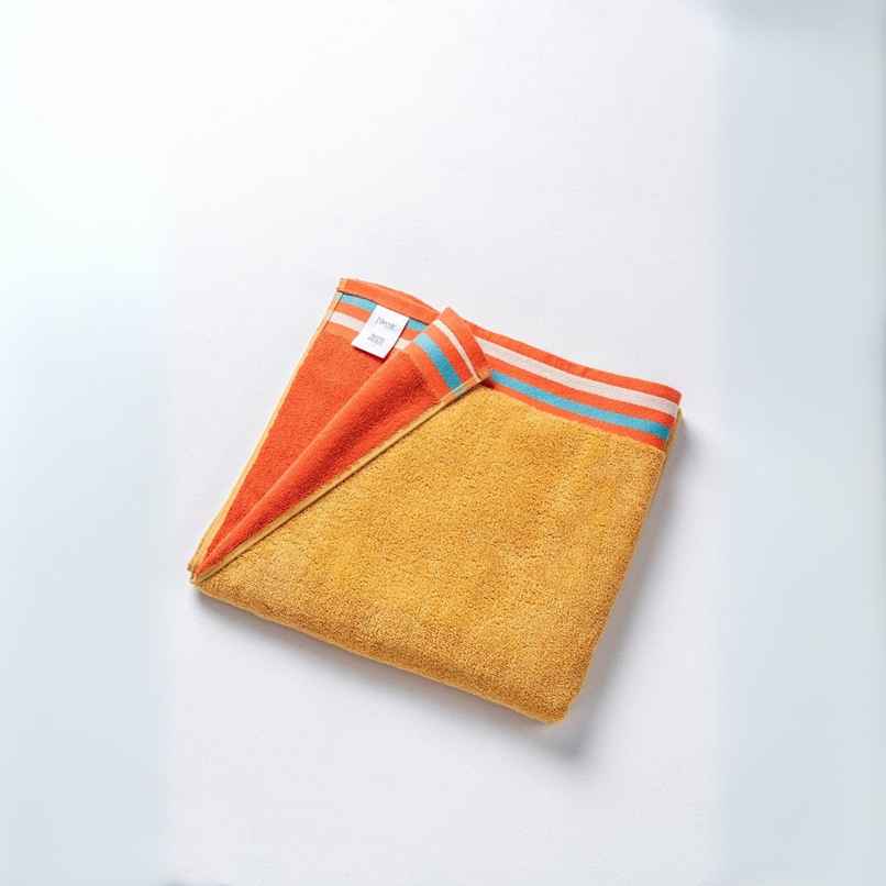 DDECOR Yarn Dyed Sporty Look 500 GSM Reversible Bath Towel | 100% Cotton - Gold