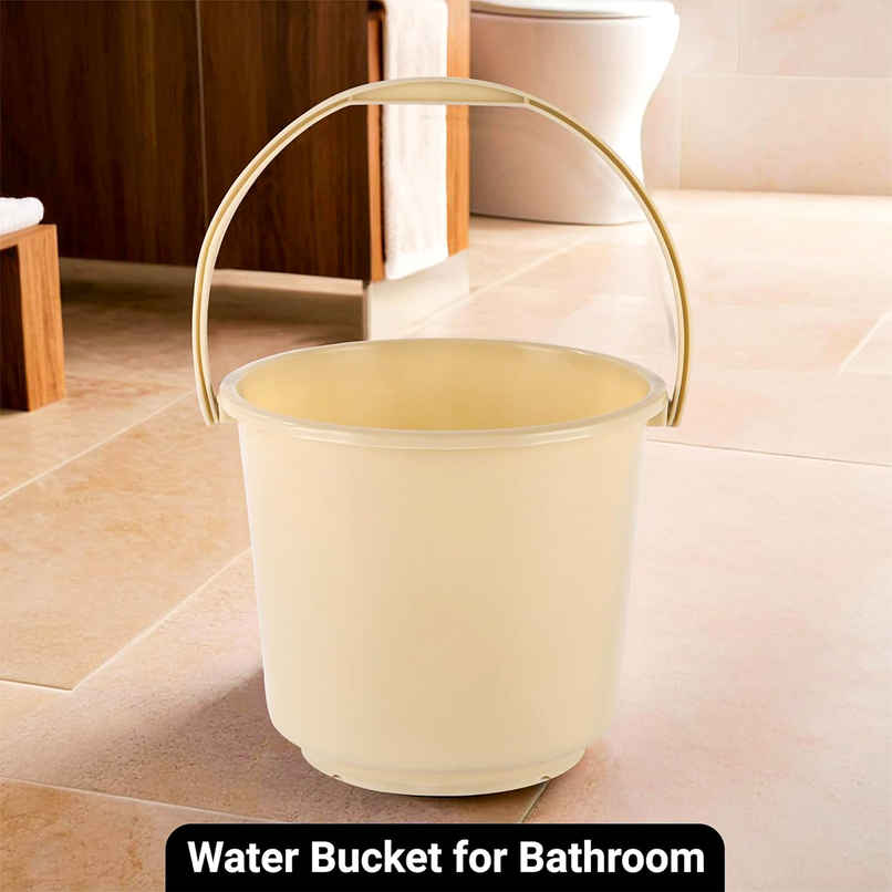 Kuber Industries Small 5 L Plastic Bucket for Cleaning & Storage | Plain | Beige 