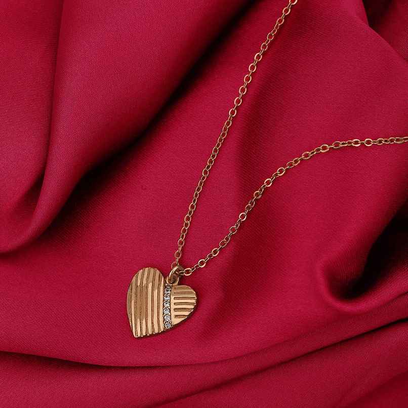 Carlton London 18kt Rose Gold Plated with CZ Heart Pendant with Chain | B772601N-1