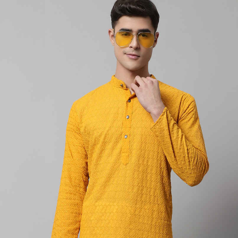 Jompers Men's Kurta | Ko 561 | Mustard - L