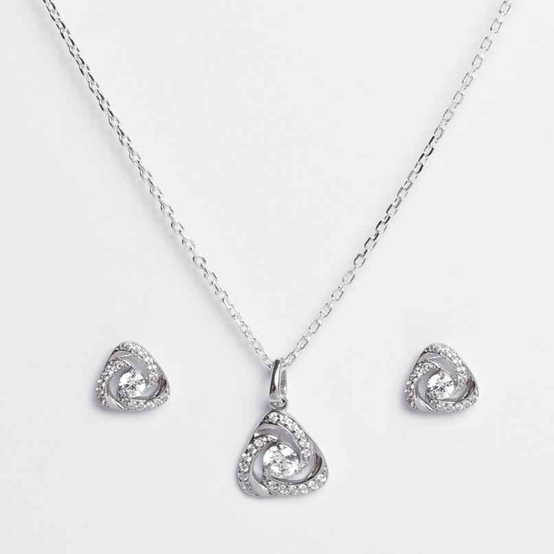Clara 925 Sterling Silver Bianca Solitaire Pendant Earrings Chain Necklace Jewellery Set