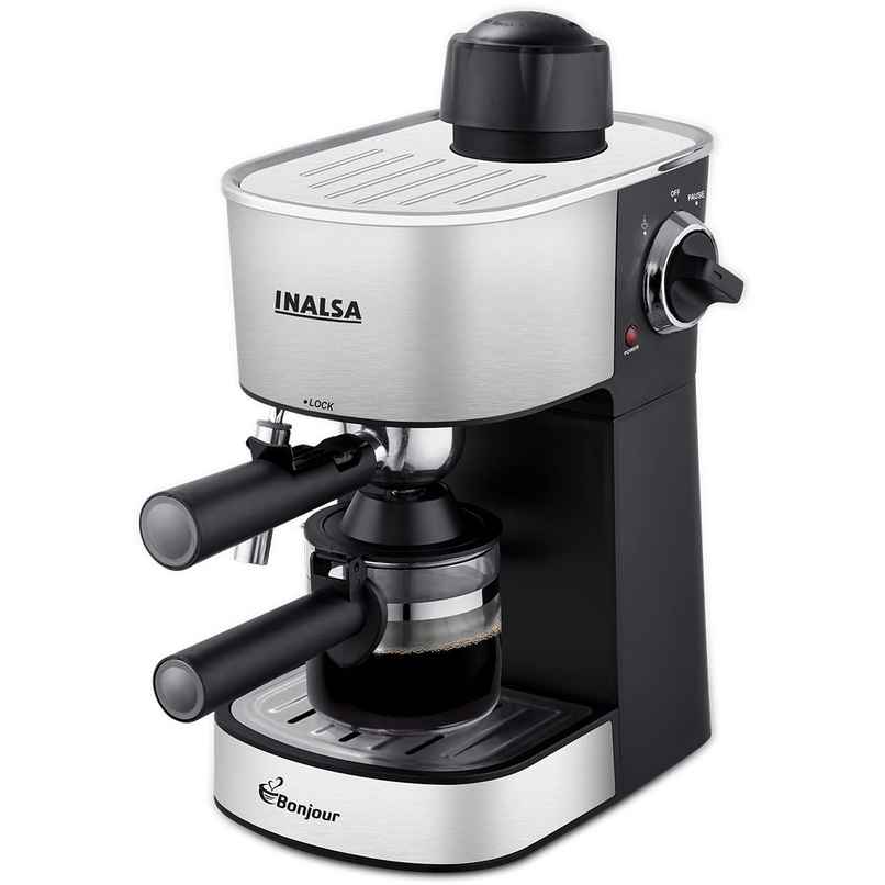 INALSA Espresso/Cappuccino 4Cup Coffee Maker 800W- Bonjour (3in1- Espresso,Cappuccino & Latte)