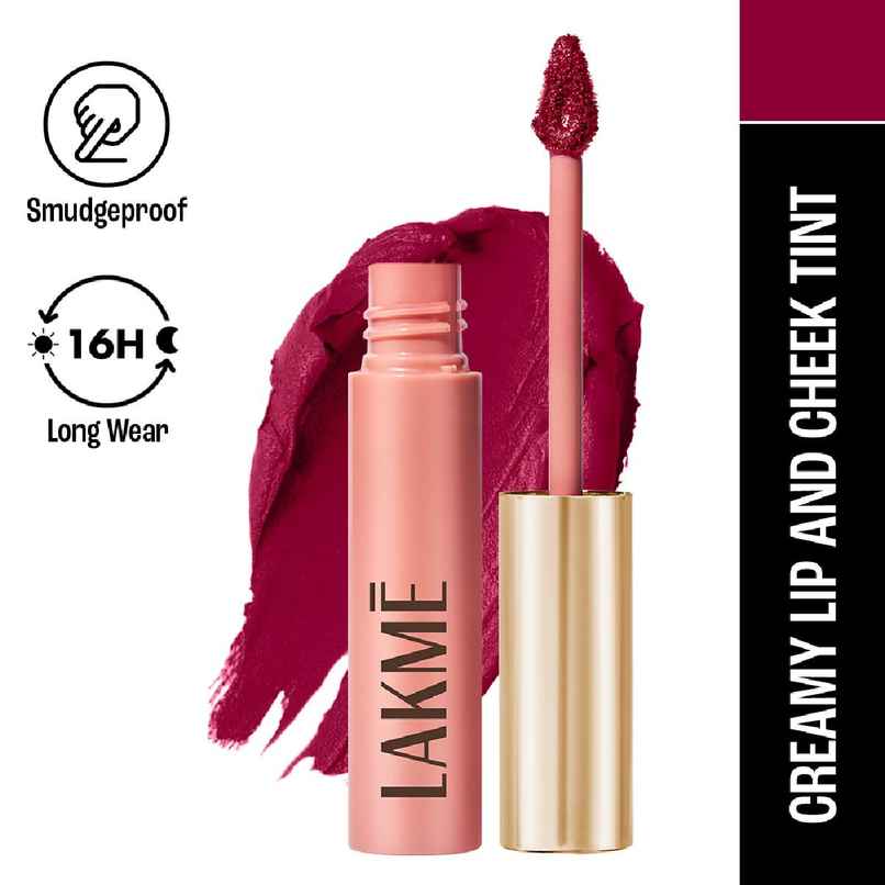 Lakme Double Duty Lip & Cheek Mousse Matte Lipstick & Soft Blush, Rosy Plum Lakme Double Duty Lip & Cheek Mousse Matte Lipstick & Soft Blush, Rosy Plum