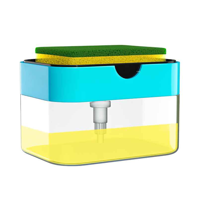 YouBee 2 in 1 Soap Dispenser for Bathroom | Liquid Dispenser Pump with Sponge Holder | Multi-Colour YouBee 2 in 1 Soap Dispenser for Bathroom | Liquid Dispenser Pump with Sponge Holder | Multi-Colour