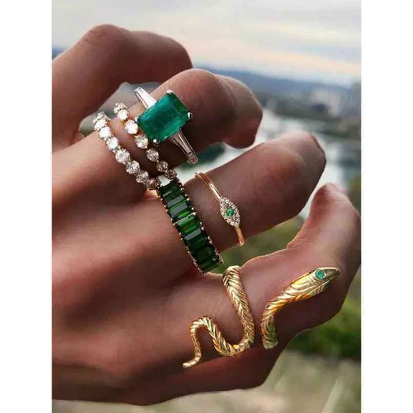 Fashion Frill Women's Stackable Rings Green Onesize