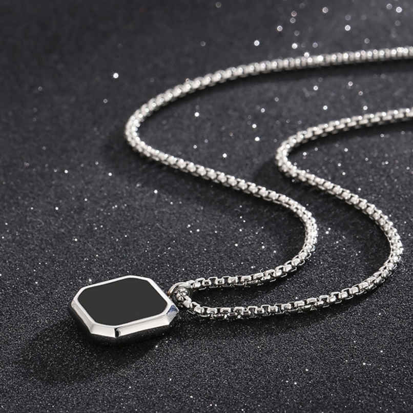 SALTY Alpha Midnight Charisma Pendant with Chain for Men and Boys| Anti-Tarnish | Silver and Black