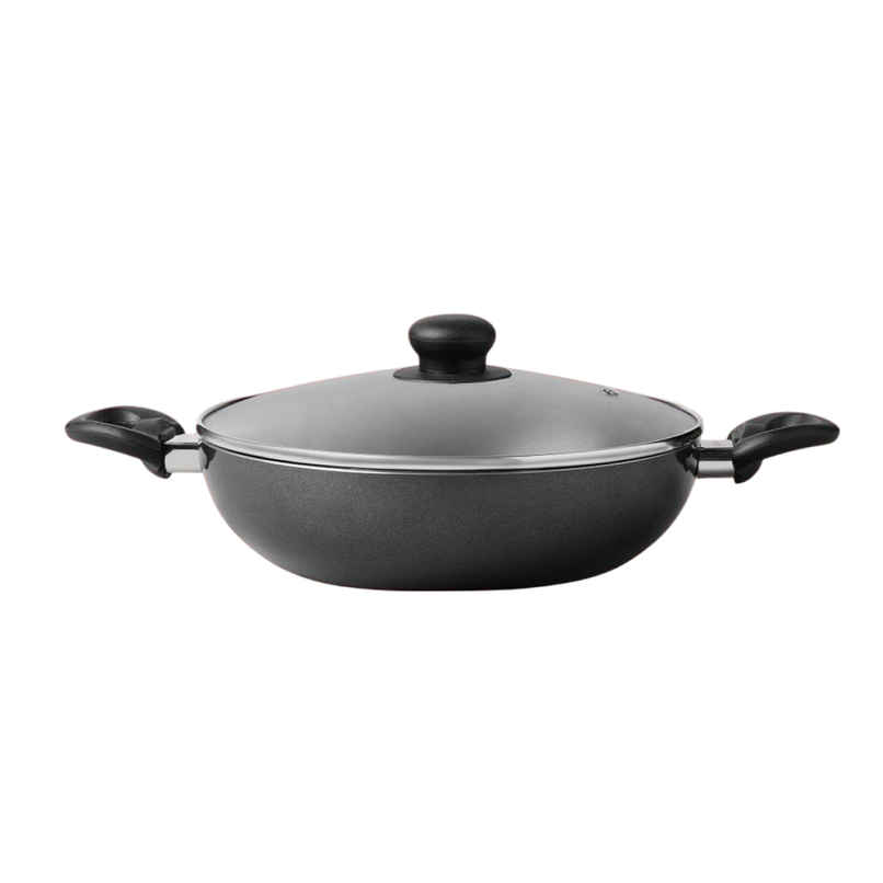 Fackelmann Quartz Nonstick Kadai w Lid 26cm, Induction, Kadai for Kadai Paneer, Chicken Curry