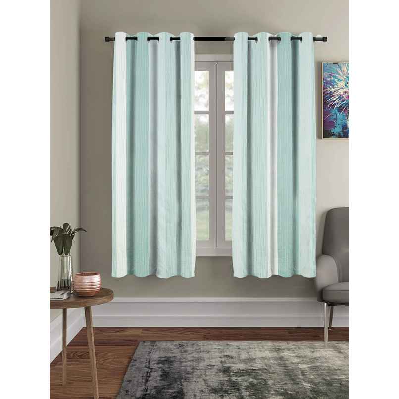 BAY6 Polyester Window Curtains | Set of 2 | 5x4 ft | Green