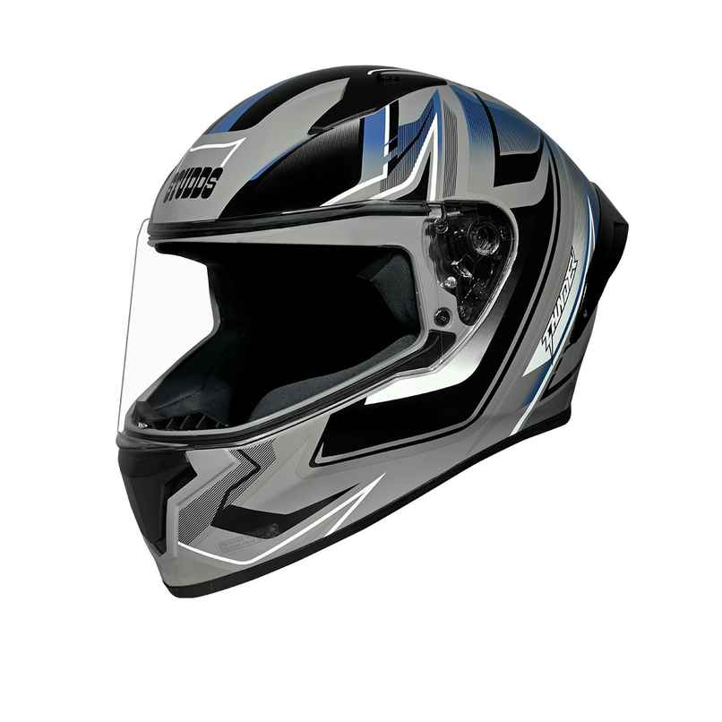 Studds Thunder D9 Flash Full Face Helmet with Spoiler |Grey - XL