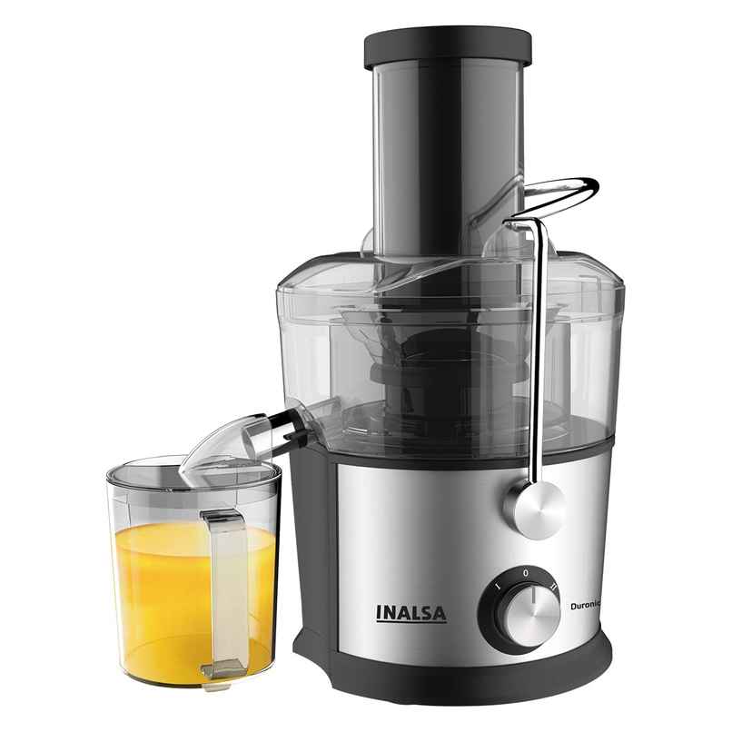 INALSA Electric Juicer Machine Duronic | 900 W | Cold Extraction | 304 SS Juicer Mesh - Black & Grey INALSA Electric Juicer Machine Duronic | 900 W | Cold Extraction | 304 SS Juicer Mesh - Black & Grey