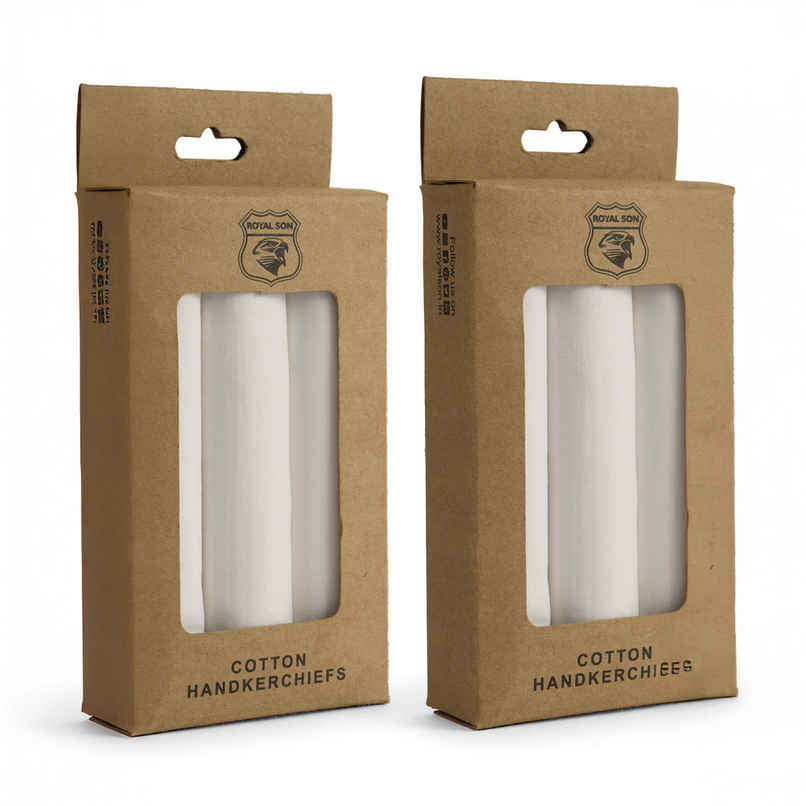 Royal Son Men's Casual Premium Cotton Handkerchief Hanky - HNYK - WT - BG - 6P