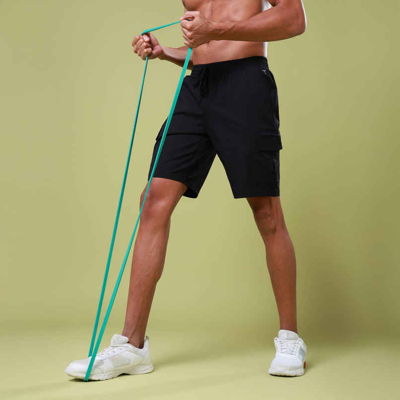 Technosport Men Poly Solid Slim Fit Sports Shorts with TS FLEXI | Black | L