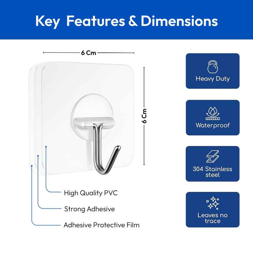 Zulaxy Adhesive Hanging Hooks | No Drilling Required for Kitchen & Bathroom Use