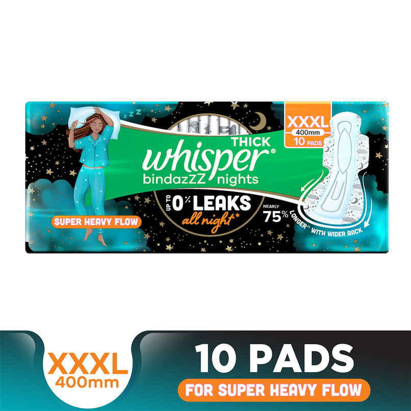 Whisper Bindazzz Nights Sanitary Pads | XXXL | 10 pcs