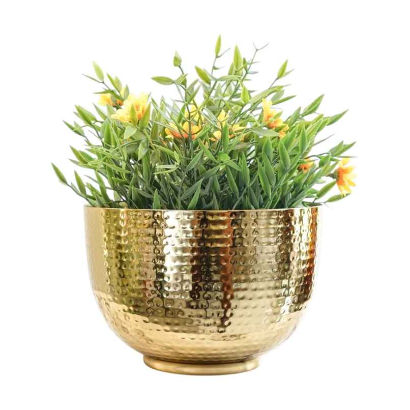 Behoma Metal Hammered Bowl Planter - Gold | Elegant Design Behoma Metal Hammered Bowl Planter - Gold | Elegant Design