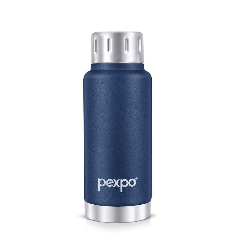 Pexpo Stainless Steel Cameo Hot & Cold Water Bottle | Denim Blue | 300 ml