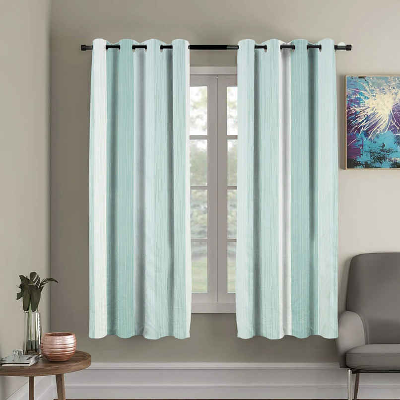 BAY6 Polyester Window Curtains | Set of 2 | 5x4 ft | Green