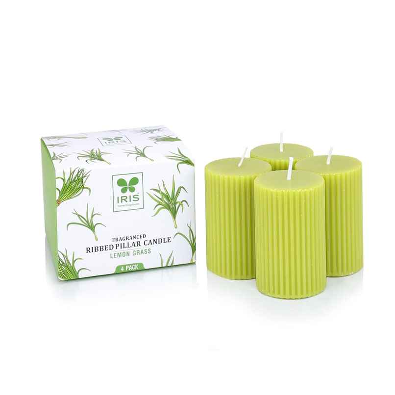 IRIS Lemon Grass Fragranced Pillar Candles IRIS Lemon Grass Fragranced Pillar Candles