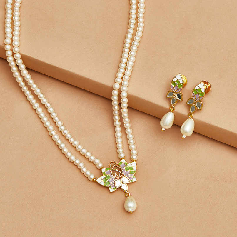 Voylla Festive Hues Pearl Multi Colour Jewellery Set