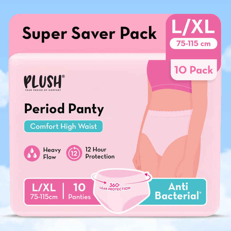 Plush Comfort High Waist L-XL Period Panty Pack of 10 | Disposable | Super Saver Pack