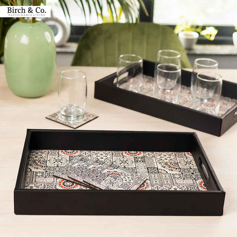 Birch & Co. Serving Tray - Indus With Four Free Matching Coasters