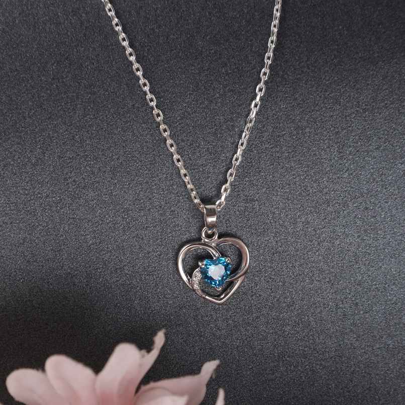 Clara 925 Sterling Silver Heart Pendant Chain Necklace | Rhodium Plated | Swiss Zirconia