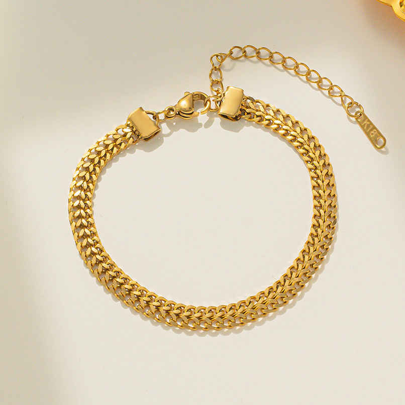 Label She Gold Plated Anti Tarnish Stainless Steel Contemporary Wraparound Bracelet | LS-BNG-16212