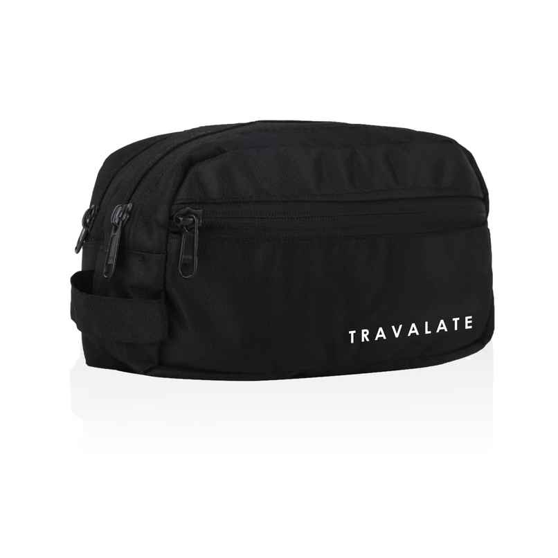 TRAVALATE Polyester Multipurpose Double Compartment Toiletry Kit Bag | Black