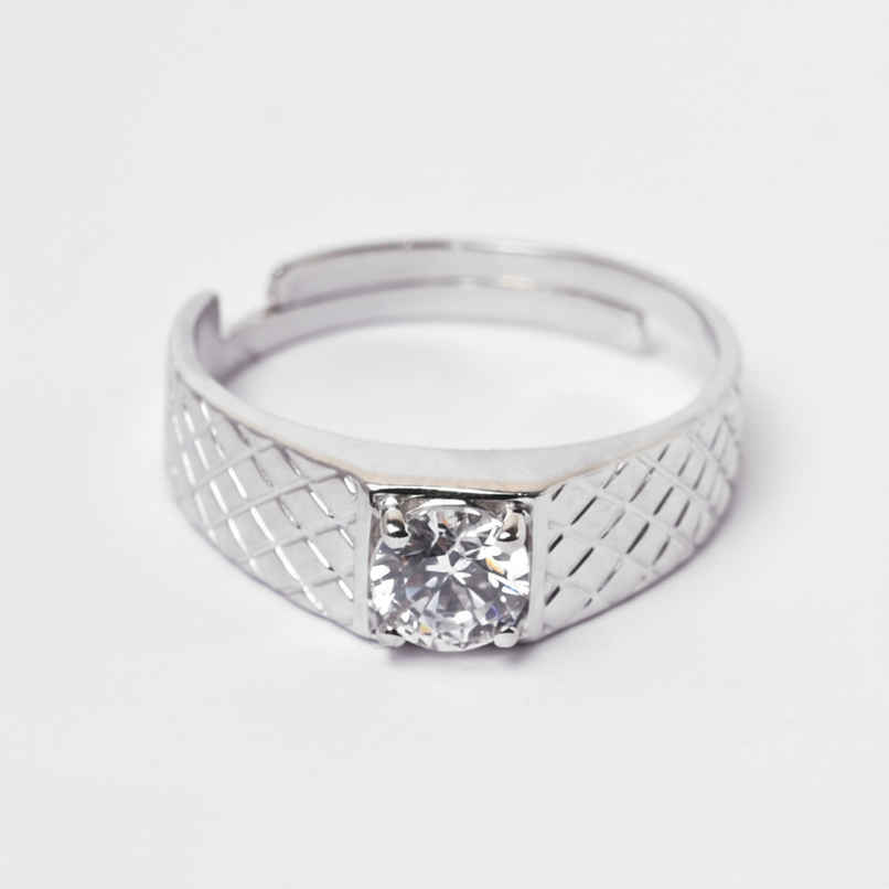 Clara Real 925 Sterling Silver Cross Band Ring | Size Adjustable, Rhodium Plated, Swiss Zirconia