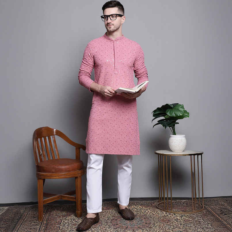 Jompers Men's Kurta | Ko 5006 | Coral - XL