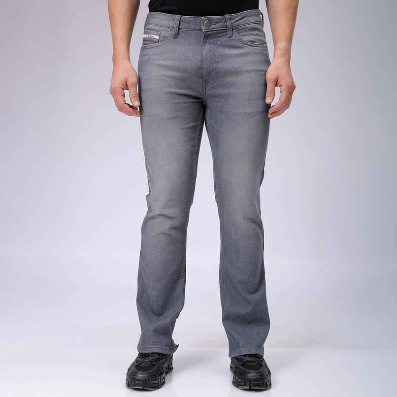 The Indian Garage Co Men's Slim Fit Solid Casual Regular Jeans | Grey | 38