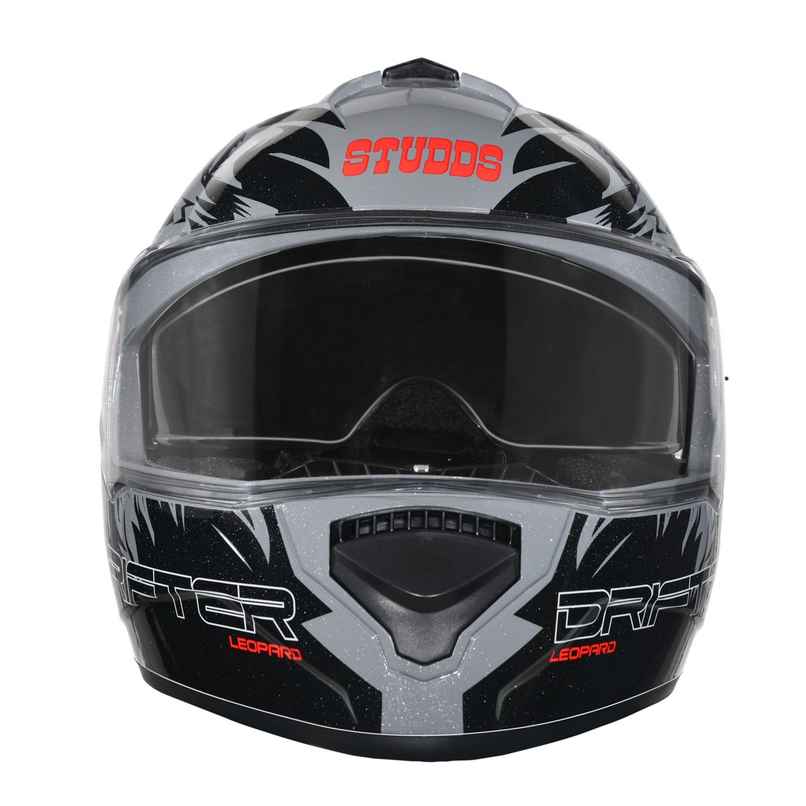 Studds Drifter D2 Leopard ISI-DOT Certified Full Face Helmet | Dual Visor & Spoiler |Grey N9 - L