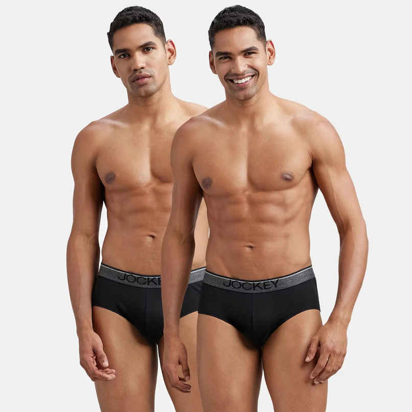 Jockey 8037 Men's Super Combed Cotton Underwear Solid Brief|Ultrasoft Waistband|PO2 | Black-M Jockey 8037 Men's Super Combed Cotton Underwear Solid Brief|Ultrasoft Waistband|PO2 | Black-M