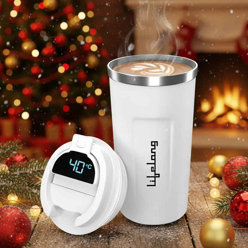 Lifelong Insulated Mug With Temperature Display 510 ml | White | Stainless Steel Lifelong Insulated Mug With Temperature Display 510 ml | White | Stainless Steel