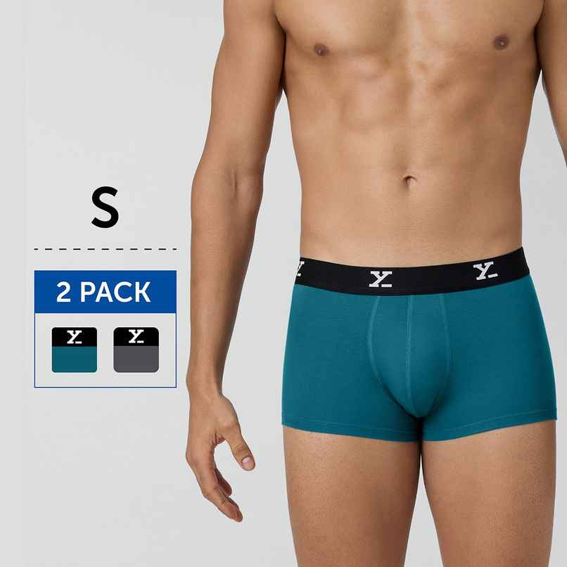 XYXX Men's Ace Modal Solid Trunks Pack of 2, Blue & Grey| S XYXX Men's Ace Modal Solid Trunks Pack of 2, Blue & Grey| S