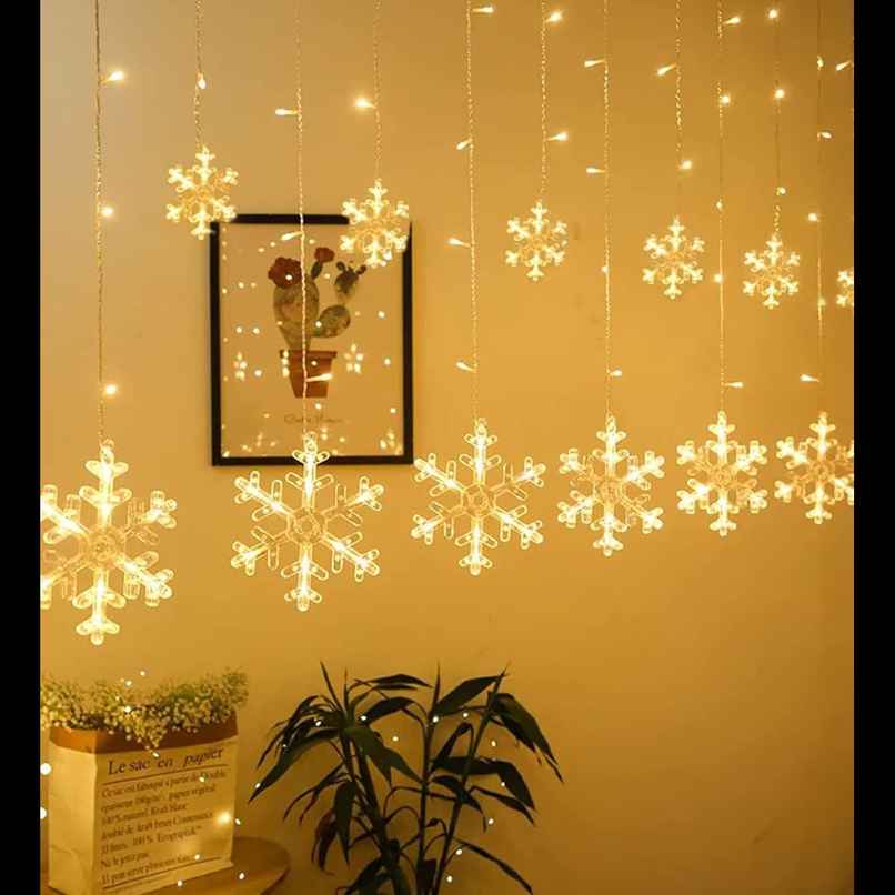 Desidiya Festive Christmas & Diwali Snowflake Led Curtain Lights For Window Desidiya Festive Christmas & Diwali Snowflake Led Curtain Lights For Window