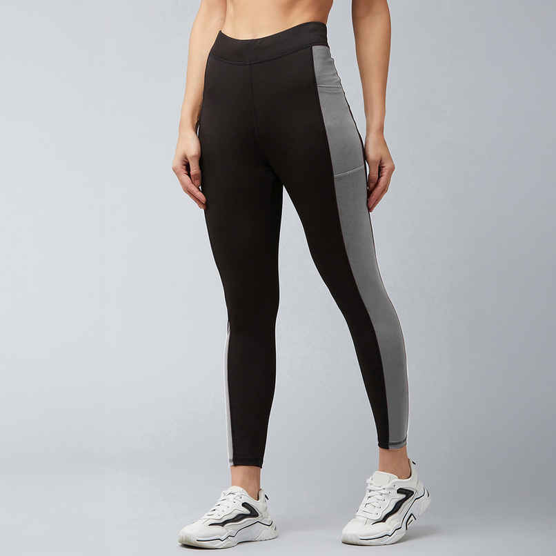 Blinkin Women's Gym Pants & Tights - Black | Grey | With Side Pockets | Ideal For Yoga | M